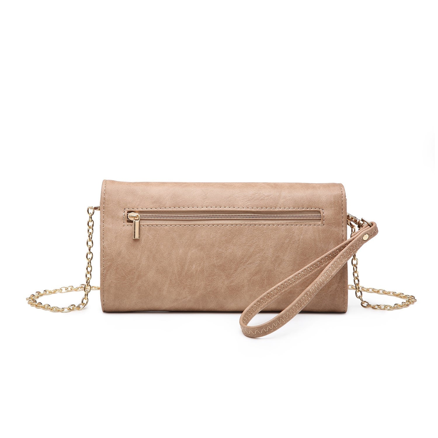 Leather Clutch Wristlet with Shoulder Strap