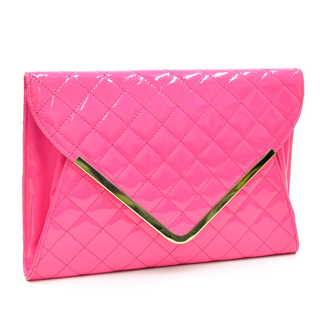 Fold-over Quilted Patent Clutch